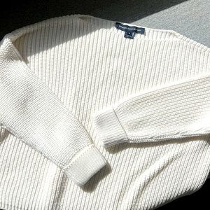 French Connection White knit oversized sweater
